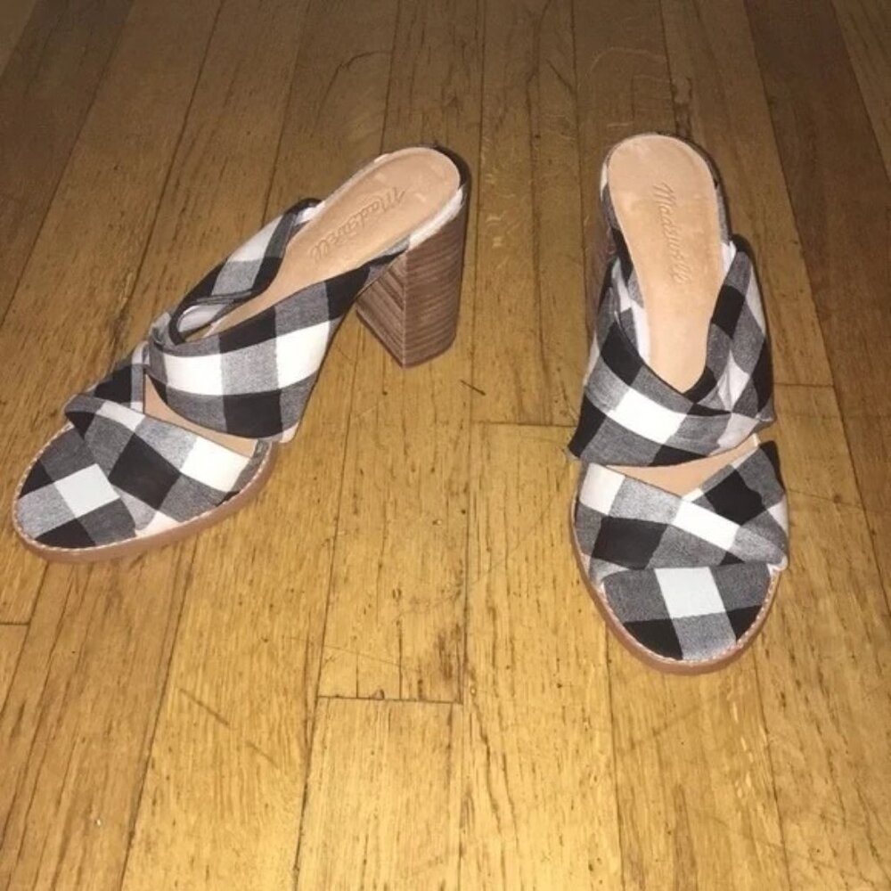 🆕MADEWELL Alexandria Gingham Check Sandal Shoes 8.5 Black & White - Picture 6 of 9